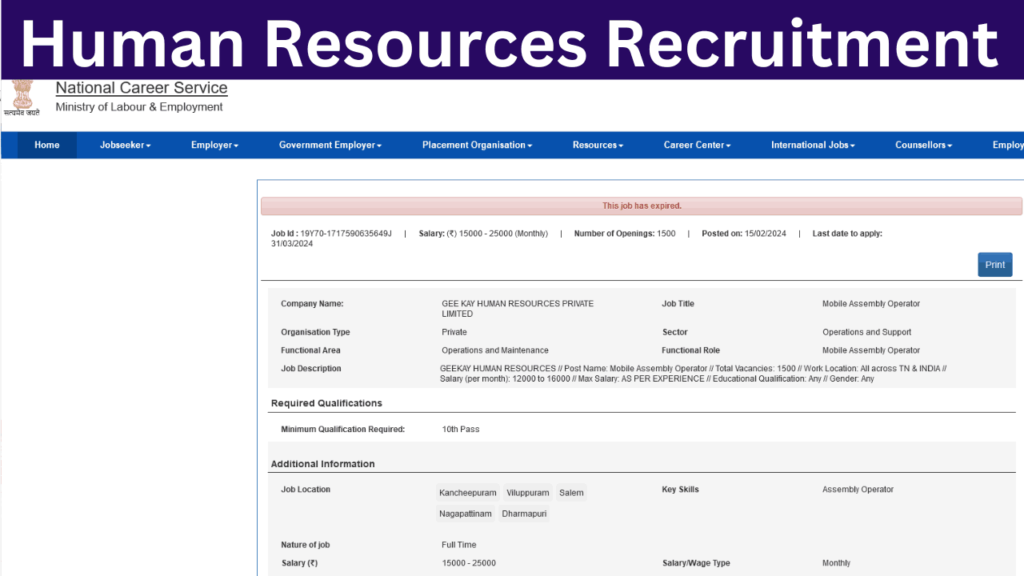 Human Resources Recruitment