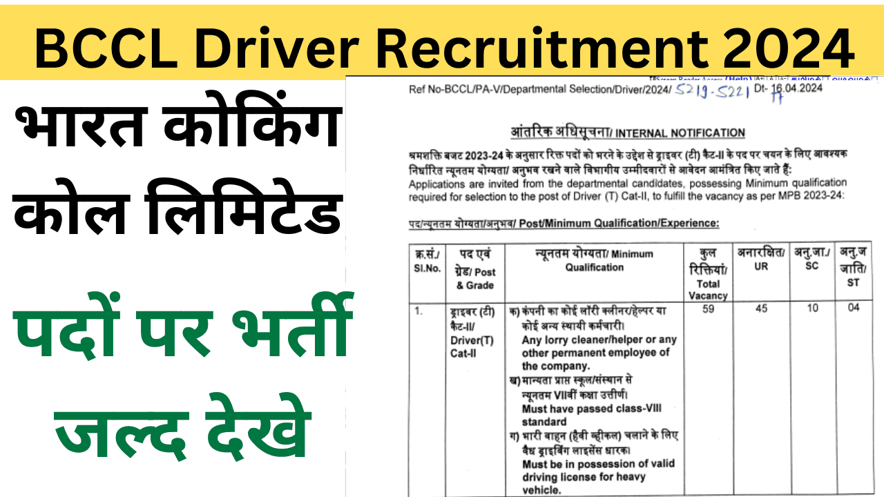 BCCL Driver Recruitment 2024