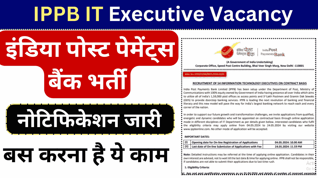 IPPB IT Executive Vacancy